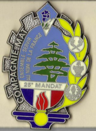 French Badge Materiel Co,  27th Alpine Infantry Div,  Lebanon Civil War,  25th Mandat