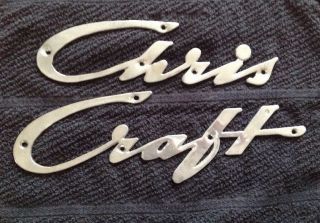 Vintage Chrome Plated Chris Craft Name Plate Logo With Star