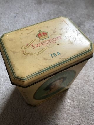 Antique Tin Can A Souvenir Of The Coronation Of H.  M Queen Elizabeth Ii 1953
