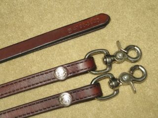 VINTAGE CIRCLE Y Rolled Leather 34oz Romal Romel Reins with 79 SILVER FERRULES 3