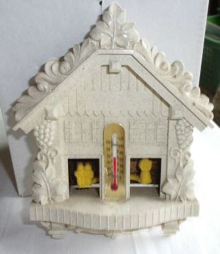 Vintage Mystic Weather Forecaster White Plastic Hansel Gretel Witch Thermometer