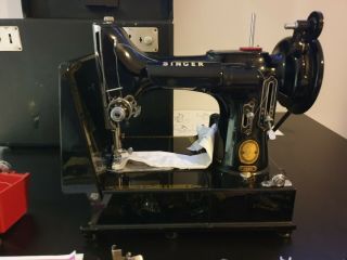 Singer 222K Featherweight Sewing Machine Arm with attachments.  1957 2