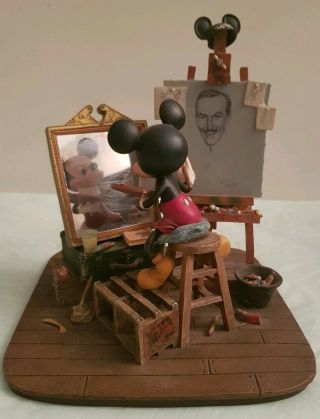 Disney Parks Self Portrait Mickey Mouse And Walt Disney Figurine Statue.
