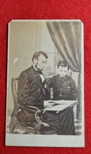 Cdv Abraham Lincoln With Tad O - 93 By Anthony Berger Feb.  9,  1864 Look
