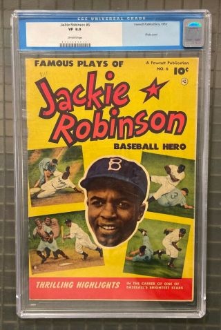 Jackie Robinson Famous Plays 6 Fawcett Publications 1952 Comic Book Cgc 8.  0