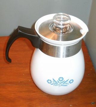 Vintage Corning Ware P - 166 Stovetop Percolator 6 Cup Coffee Pot Cornflower Blue 3