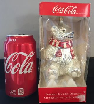 Kurt Adler Coca Cola Polar Bear Ornament Glass Christmas