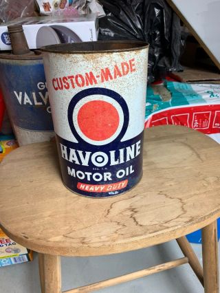 Vintage 5 Quart Havoline Heavy Duty Motor Oil Can Nr