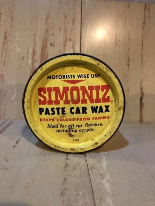 Two Vintage Simoniz Paste Car Wax Tins Advertising Paste For Cars Antique 2
