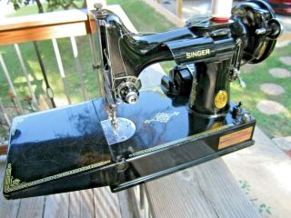 Vintage 1949 Singer Featherweight 221 Sewing Machine W/case,  Accessories