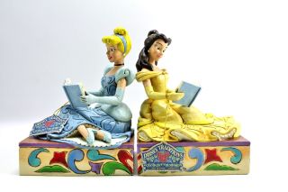 Disney Traditions & Jim Shore Princess Cinderella & Belle Bookends Enesco