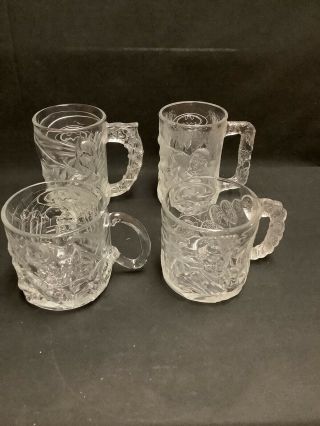Complete Set Of 4 1995 Dc Comics Batman Forever Collectible Mcdonalds Glass Mugs