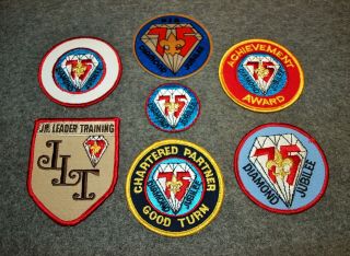 Bsa 75th Anniversary…1985 Diamond Jubilee…lot Of 6 Pocket Patches & 1 Decal