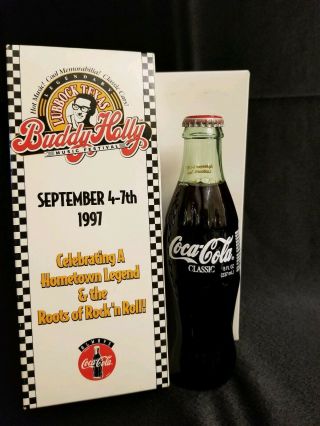 1997 Buddy Holly Music Festival Sept 5 - 7 8 Oz Glass Coca - Cola Bottle & Box