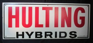 Vintage Hulting Hybrids Particle Board Sign - Geneseo Il - 24 " X 10 " X 3/8 "