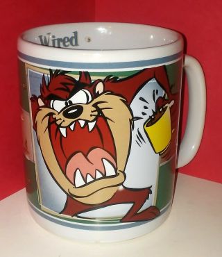 Rare 1995 Warner Bros Studio Looney Tunes Java Taz Wired Jumbo Mug Cup