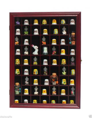 59 Thimble Display Case Shadow Box Wall Rack Cabinet,  With Glass Door - Tc01:che