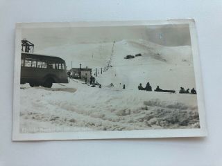 1947 Photo Postcard - - Idaho - - Sun Valley - - Dollar Mountain Ski Lift Hut Bus Skiers