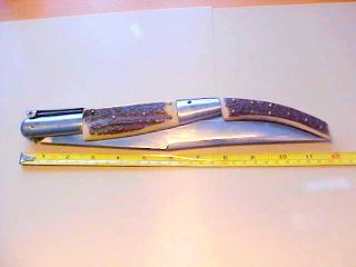 Huge 22 " Open Vintage Jj Martinez Santa Cruz Spain Ratchet Navaja Stag Knife