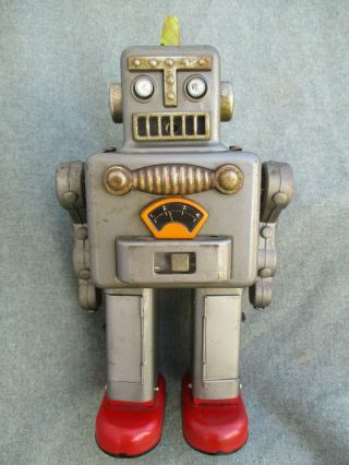 Vintage 1960 Japan Linemar Line Mar Marx Smoking Spaceman Robot Tin Bat Op Toy