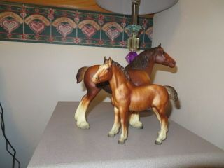 Breyer Vintage Clydesdale Mare And Foal Chestnut Guc