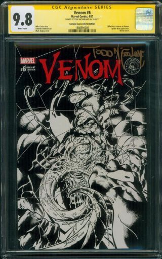 Venom 6 Cgc 9.  8 Ss 1:1000 Sketch Variant Todd Mcfarlane Gold Signed 2018 Movie