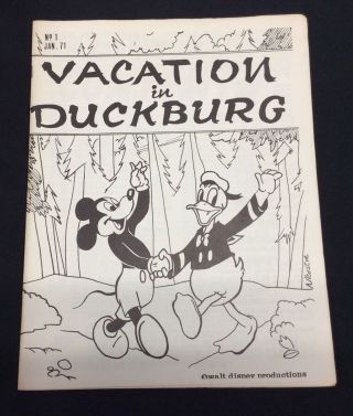 Jan.  1971 " Vacation In Duckburg " 1 Carl Barks Walt Disney Fanzine Scarce Wdp