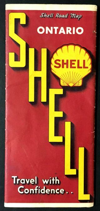 Vintage 1931 Shell Oil Ontario Road Map Travel Car Automobile Advertising