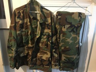 Bdu Woodland Camo Us Army Uniform Large Regular Shirt And Medium Long Pants