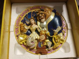Disney Beauty And The Beast " An Enchanted Evening " Relief 3d Plate