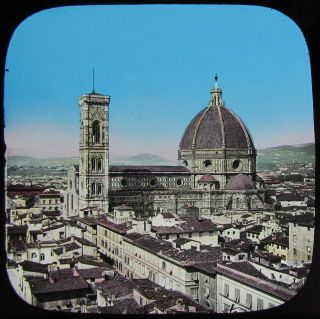 Glass Magic Lantern Slide Florence Cathedral & Campanile C1890 Old Photo Italy