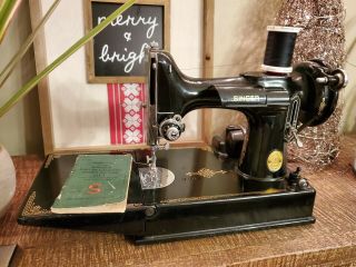 Singer Featherweight 221,  Case And Loads Of Serial : Aj010415