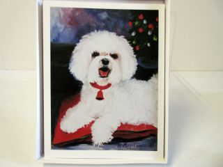 Bichon Frise Note Card Set 6 Greeting Cards W/ Envelopes By Ruth Maystead