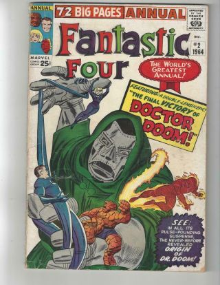 Fantastic Four Annual 2/silver Age Marvel Comic Book/origin Of Dr.  Doom/vg