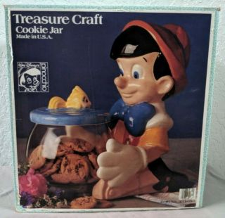 Rare,  Walt Disney Pinocchio With Fish Bowl Cookie Jar Treasure Craft