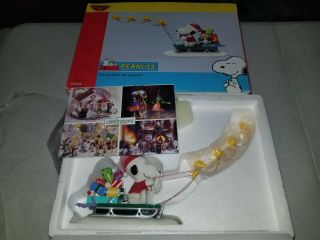 Dept 56 Peanuts Christmas Village Snoopy Woodstock Sled On Dasher On Dancer