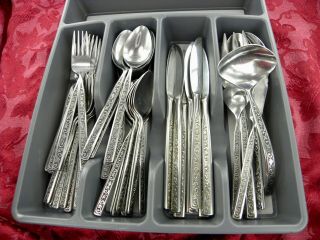 Evening Lace 42 Piece Set Stanley Roberts " Crown " Stainless Steel Japan Value