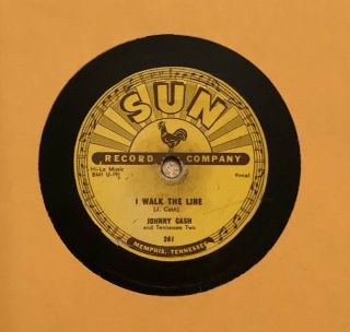 Johnny Cash " I Walk The Line " / " Get Rhythm " - Sun 241 78 Rpm,  1956,  V/v,