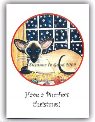 Siamese Cat Glitter Christmas Cards From Painting Suzanne Le Good