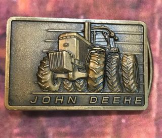 John Deere Tractor 1982 Vtg Moline Il Belt Buckle 4450 50 Series 4wd Brass Farm