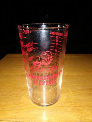 Rare Narragansett Electric Reddy Kilowatt 1/2 Pint 8 Oz Measuring Cup Glass