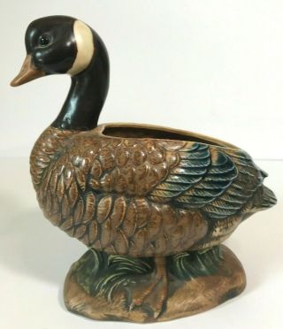 Vintage Napcoware Duck Goose Ceramic Planter 8984 Japan Imports Blue Feathers