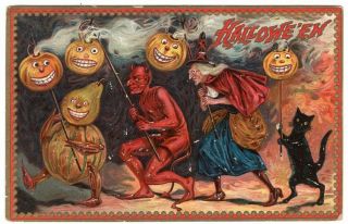 Halloween Postcard.  Raphael Tuck & Sons,  Series 160.  Jolss Lantern Dance.