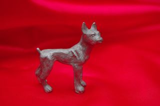 Vintage Pewter Bully Dog Puppy Boxer Cute And Looking Up,  Alert Pup