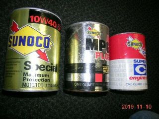 Sunoco Quart Motor Oil Cans Dx Special Plus C Gas Station