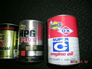 Sunoco quart motor oil cans DX Special Plus C gas station 3