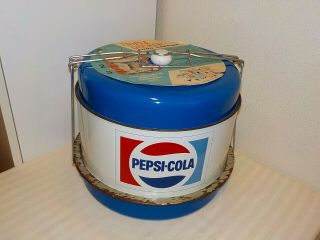 Vintage Pepsi - Cola Metal Triple Decker Food Cake Carrier W/original Label
