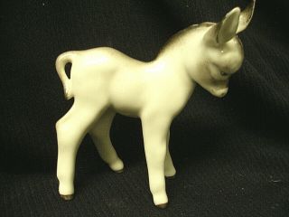 Vintage Porcelain Figurine Of A Donkey / Mule White & Gray