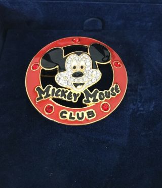 Disney Swarovski Mickey Mouse Club Pin Brooch Limited Edition Of 1955 W/box