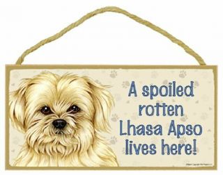Lhasa Apso Wood Dog Sign Wall Plaque 5 X 10 For Dog Lovers Gift House Leash